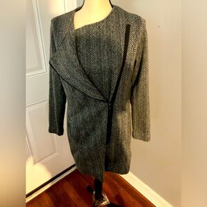 Banana Republic fall Jacket tweed asymmetrical zipper gray size Small